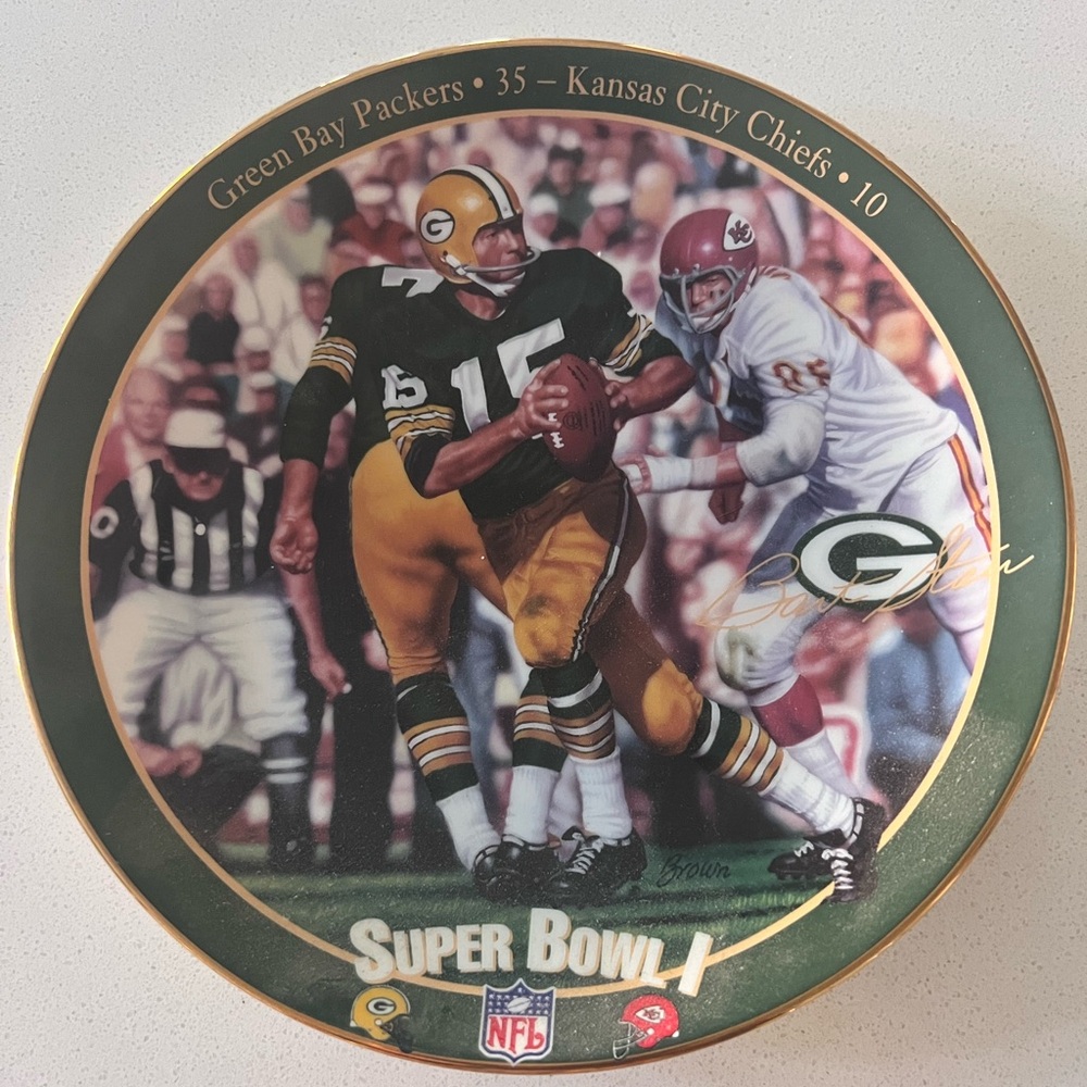 NFL Packers‎ Vs Chiefs Super Bowl I Signed & Numbered Plate 1995
